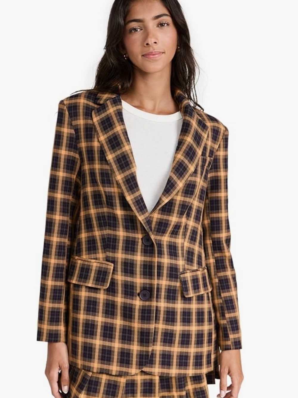English Factory Blazer Sm & English Factory Women's Checked Pleated Skort Med
